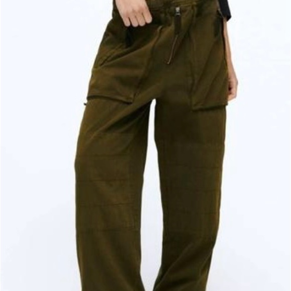 Zara Olive Green Cargo Trousers